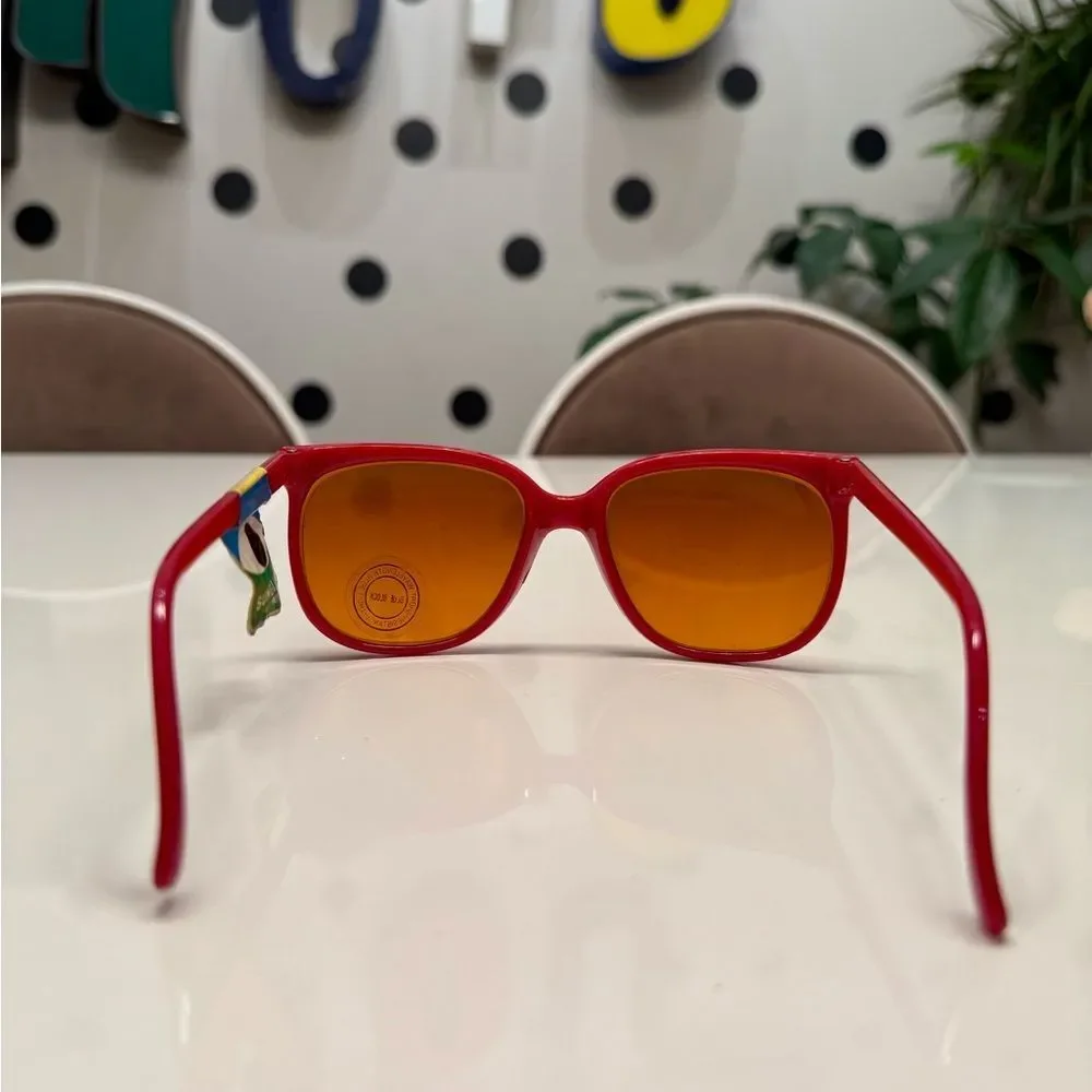 True Vintage 1970s Deadstock Large Cherry Red Amber Lens Sunglasses